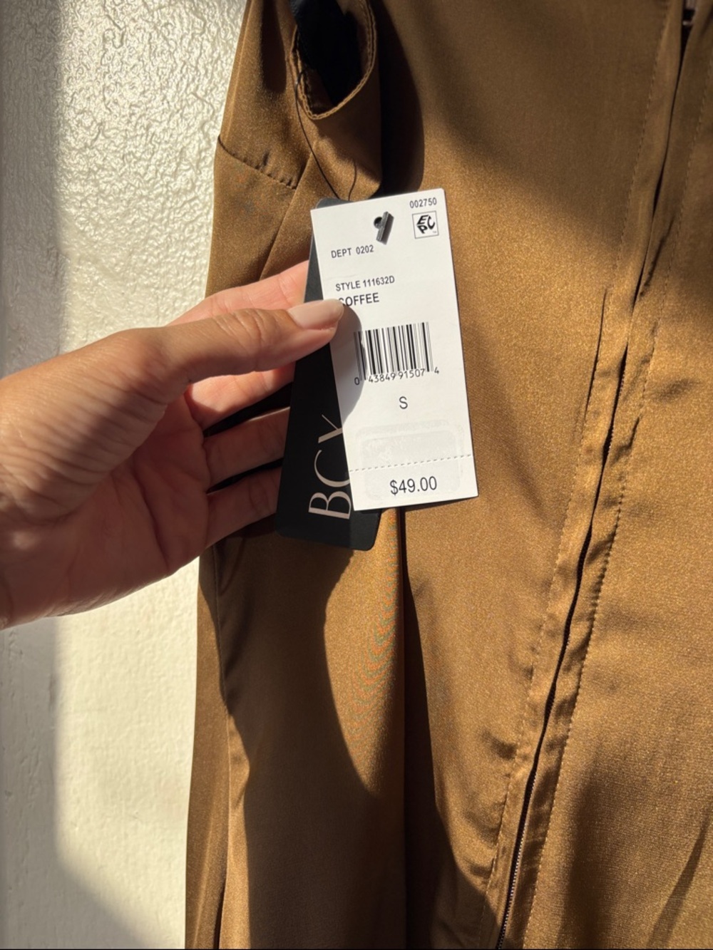 BCX Brown Midi Slip Dress with Lace Trim - Picture 7 of 7